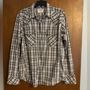 Ariat Men's Casual Navy and White Plaid Shirt